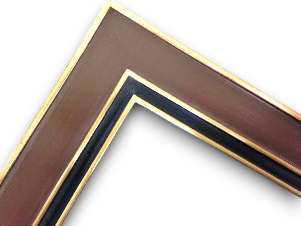 Marron légerement usé filets or mli noire 